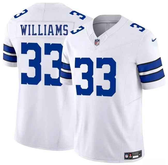 Men's Dallas Cowboys #33 Javonte Williams White 2025 F.U.S.E Vapor Untouchable Limited Stitched Football Jersey